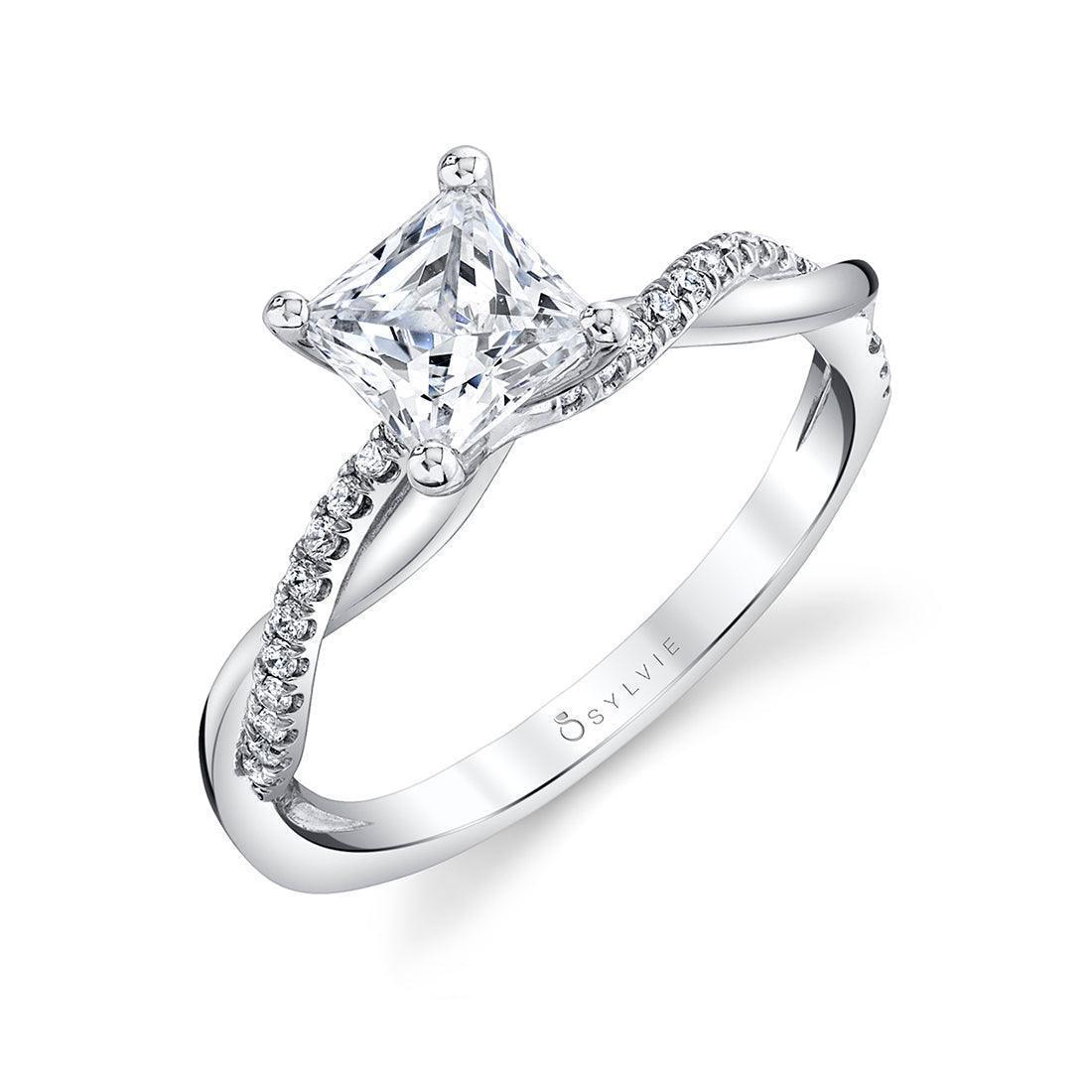 Yasmine Princess Cut Spiral Engagement Ring