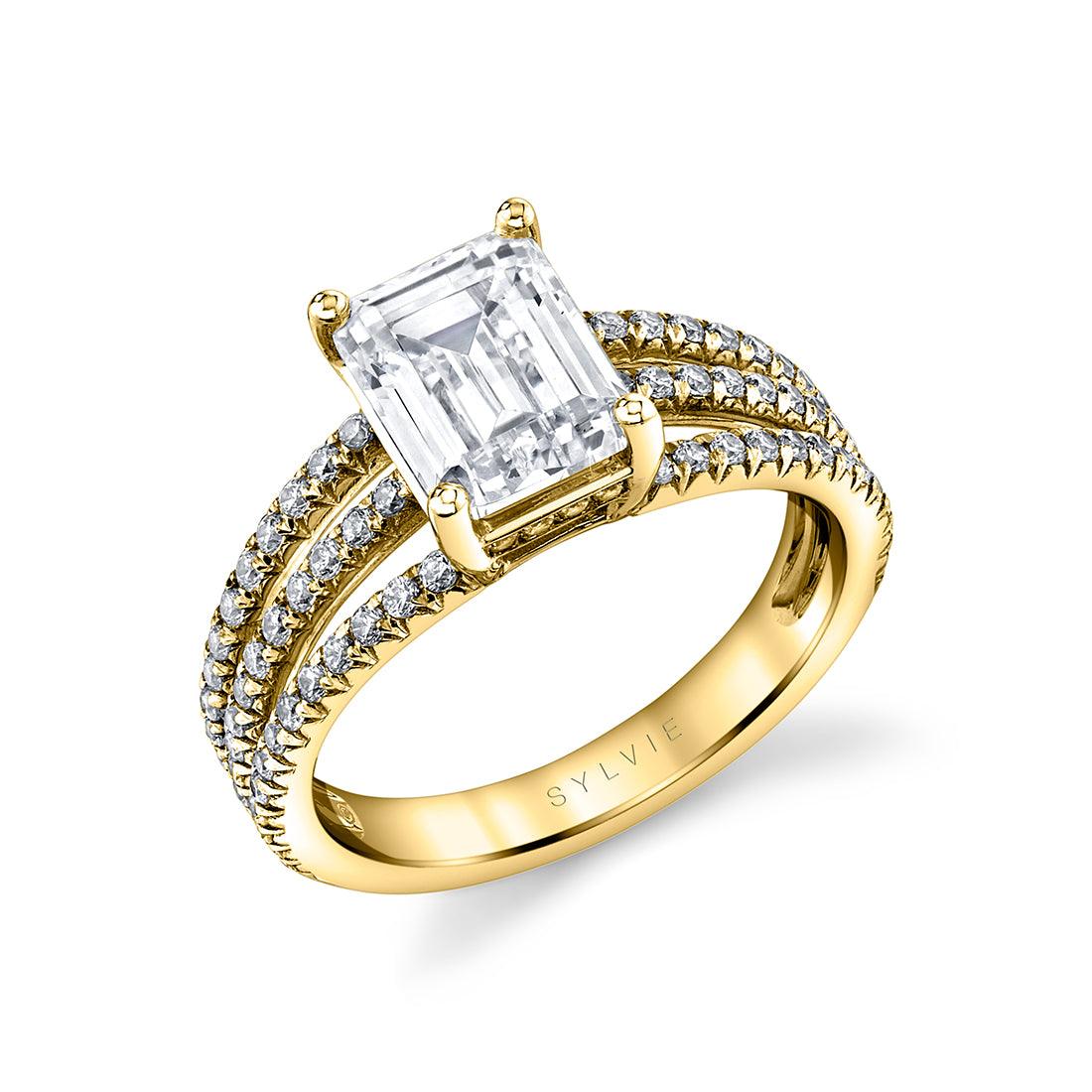 14K Ainsley Split Shank Emerald Cut Engagement Ring