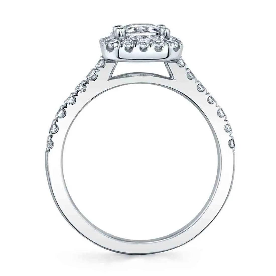 18K Chantelle Emerald Cut Classic Halo Engagement Ring