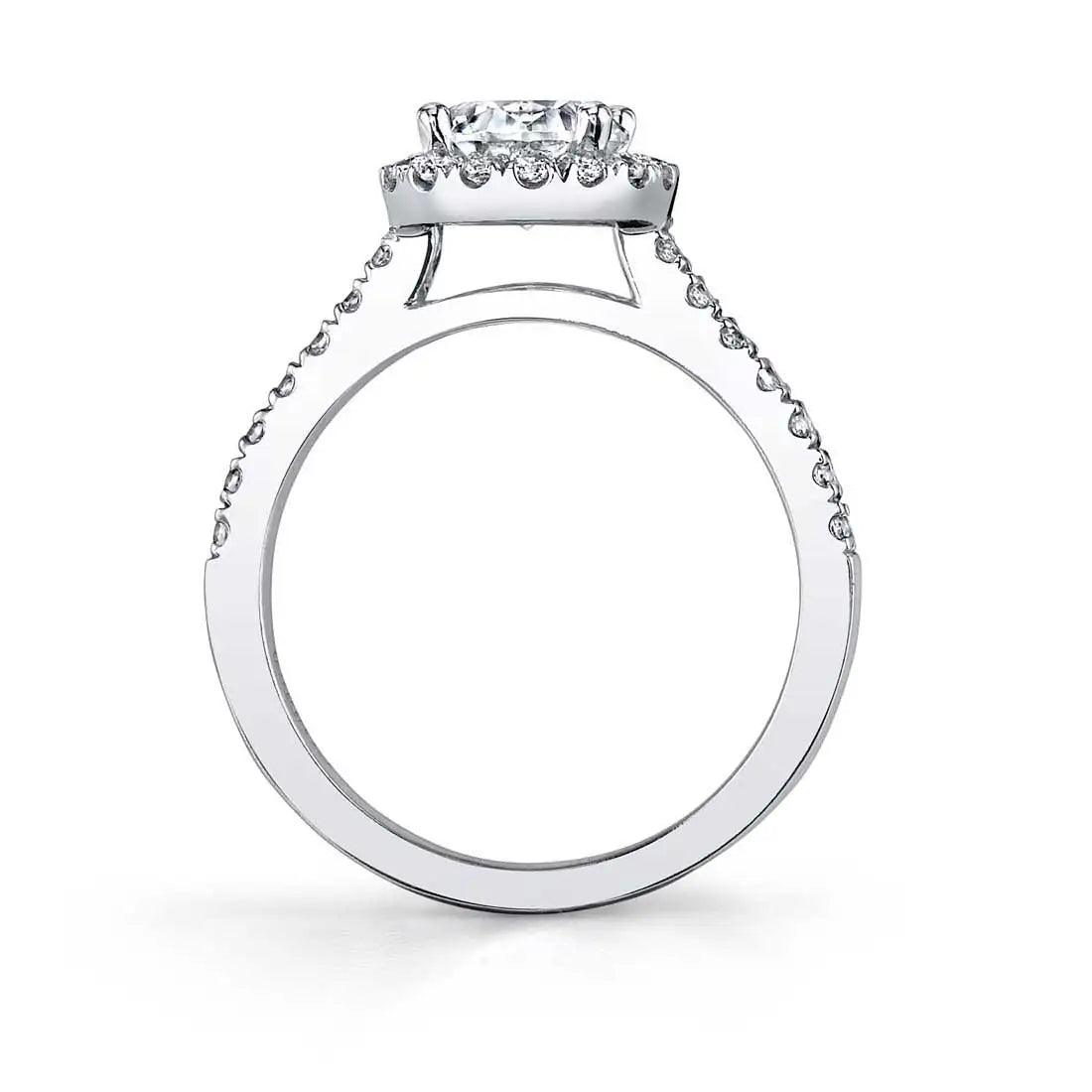 Chantelle Emerald Cut East-West Classic Halo Engagement Ring