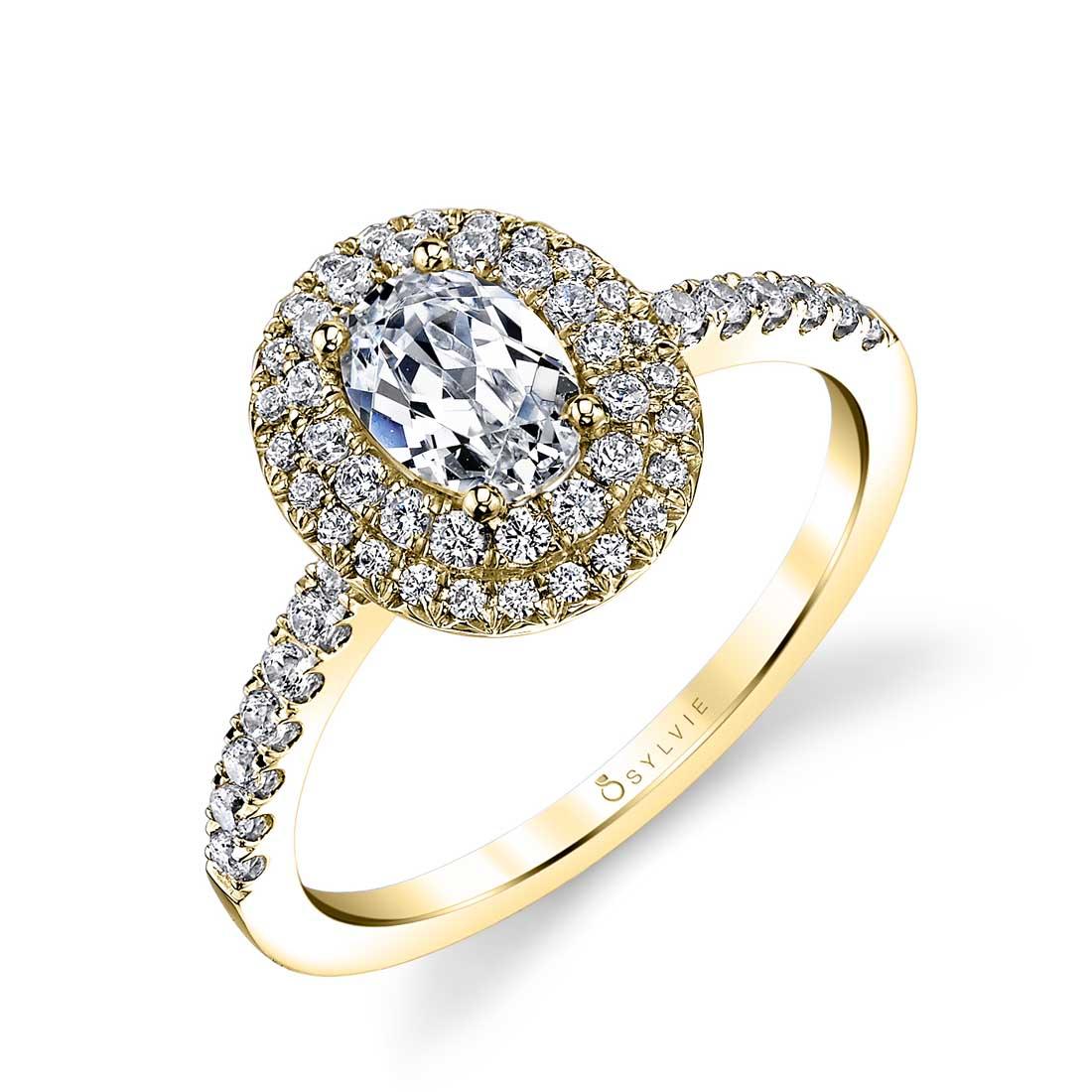 14K Claudia Oval Double Halo Engagement Ring