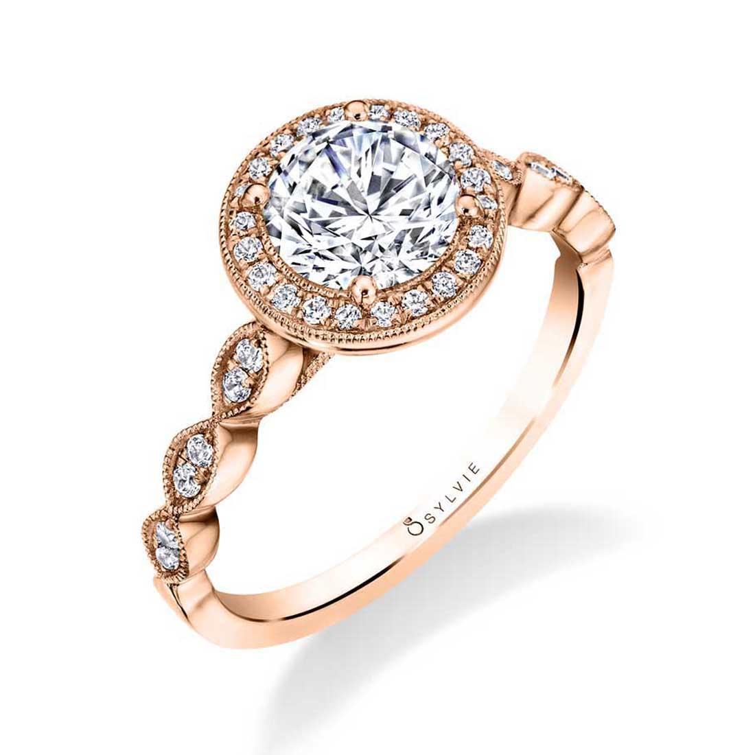 14K Jessa Vintage Inspired  Stackable Engagement Ring