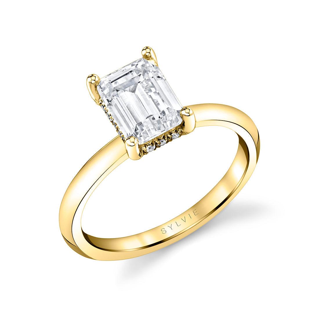 18K Joanna Solitaire Emerald Cut Engagement Ring - Water Street Jewelers