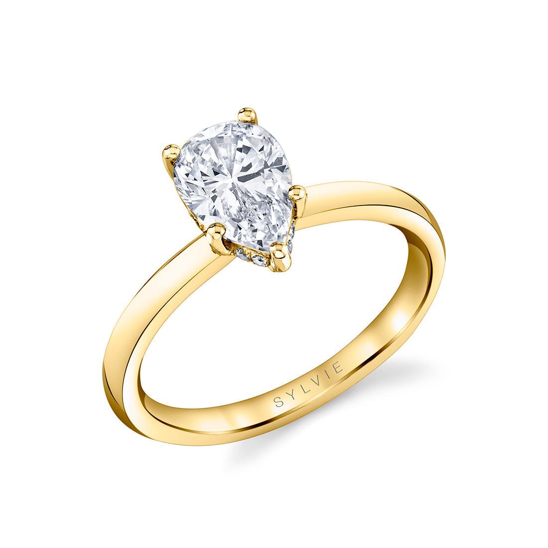 18K Joanna Solitaire Pear Engagement Ring - Water Street Jewelers