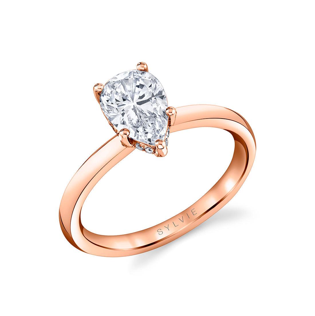 18K Joanna Solitaire Pear Engagement Ring - Water Street Jewelers