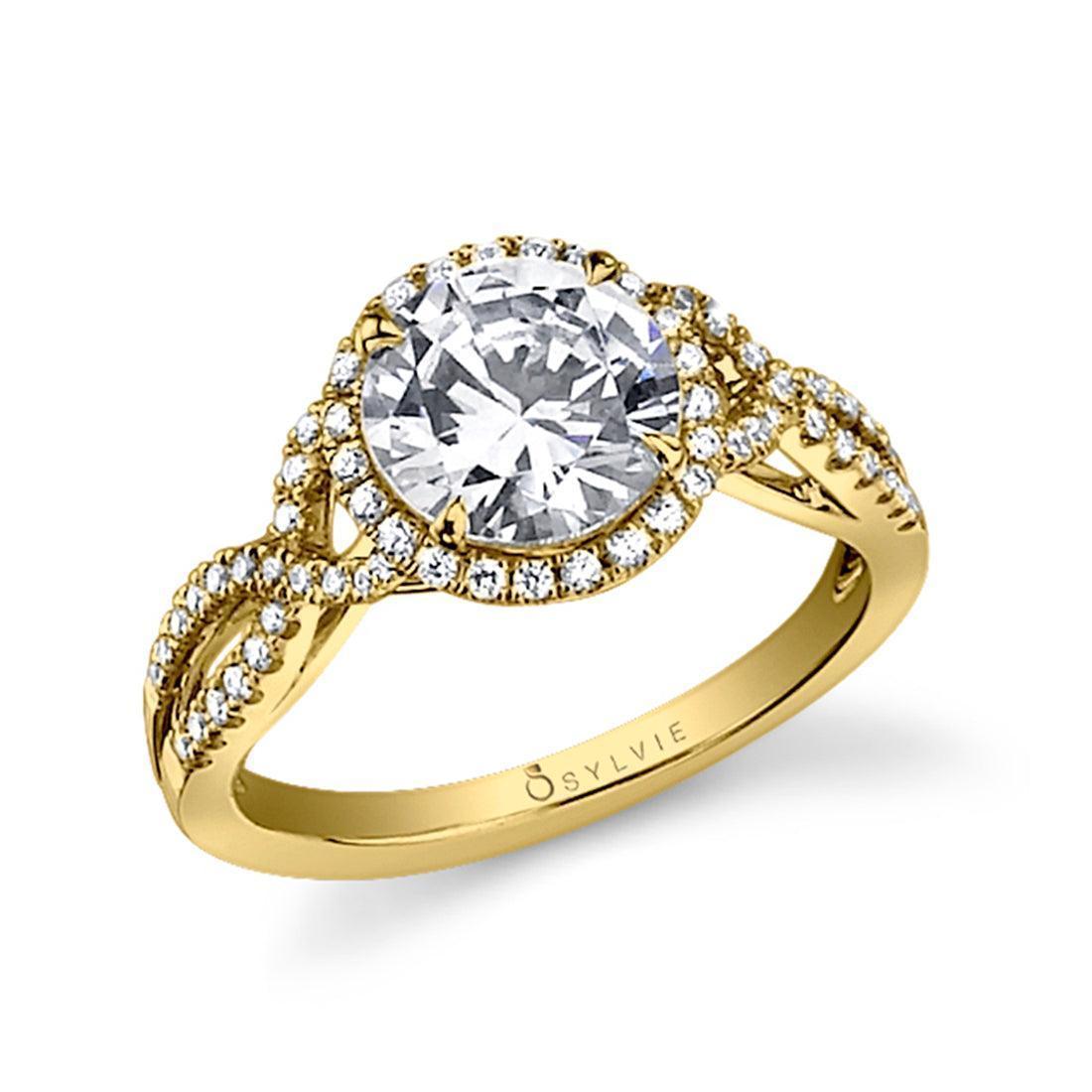14K Jocelina Split Shank Engagement Ring with Halo