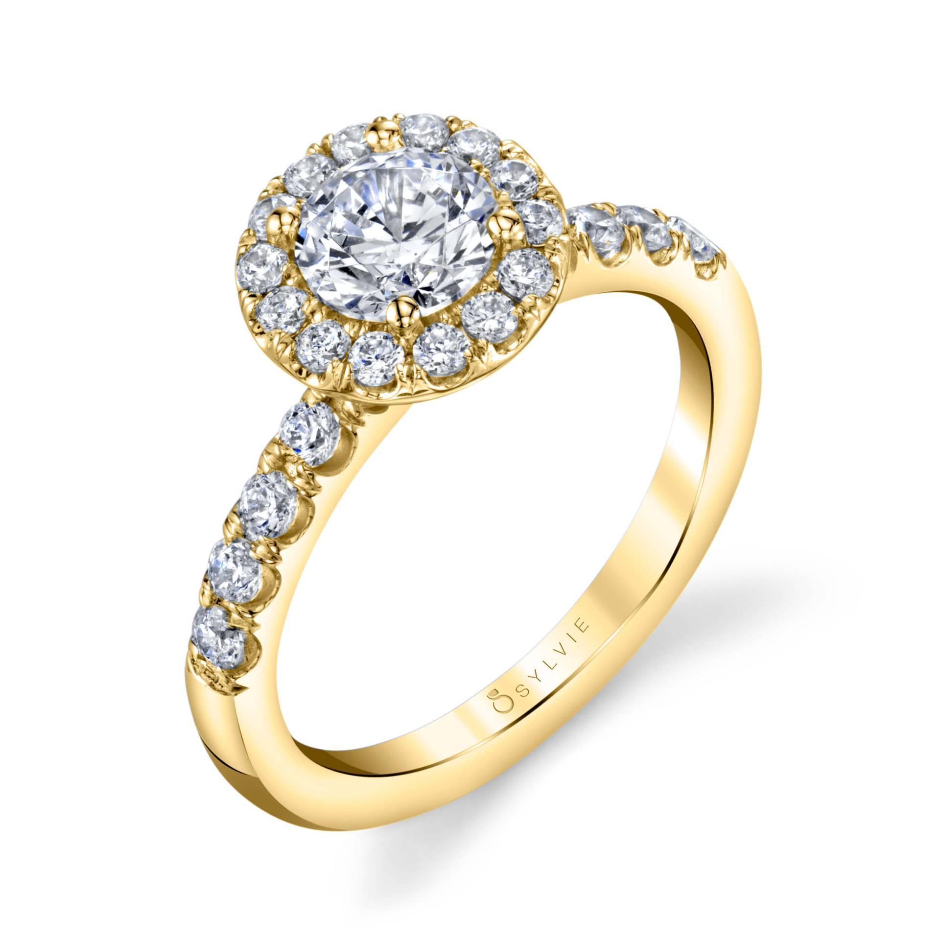 18K Octavie Round Classic Halo Engagement Ring - Water Street Jewelers