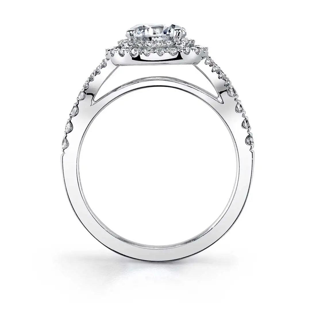 14K Rose Cushion Cut Double Halo Engagement Ring