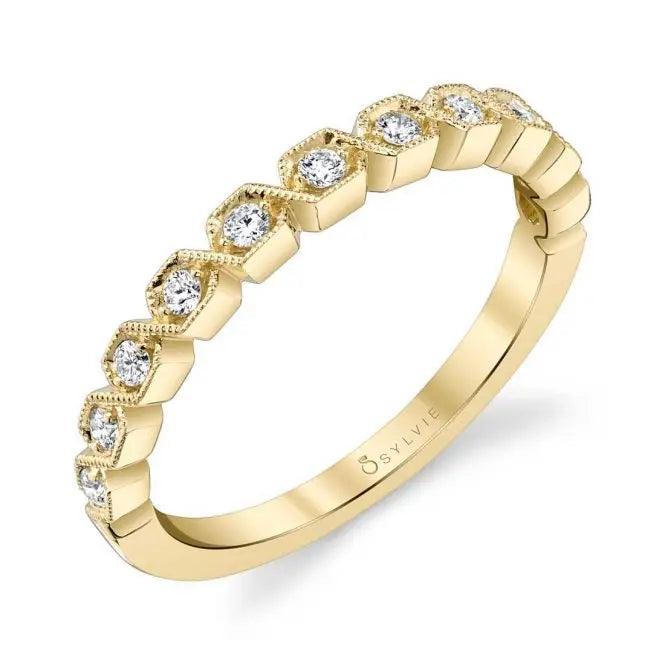 14K Salome Modern Square Stackable Wedding Band