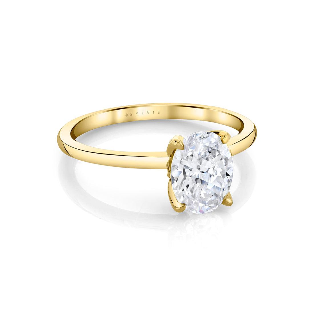 14K Shay Oval Floral Solitaire Engagement Ring