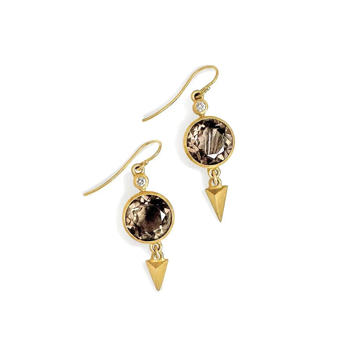 Smoky Quartz Diamond Earrings