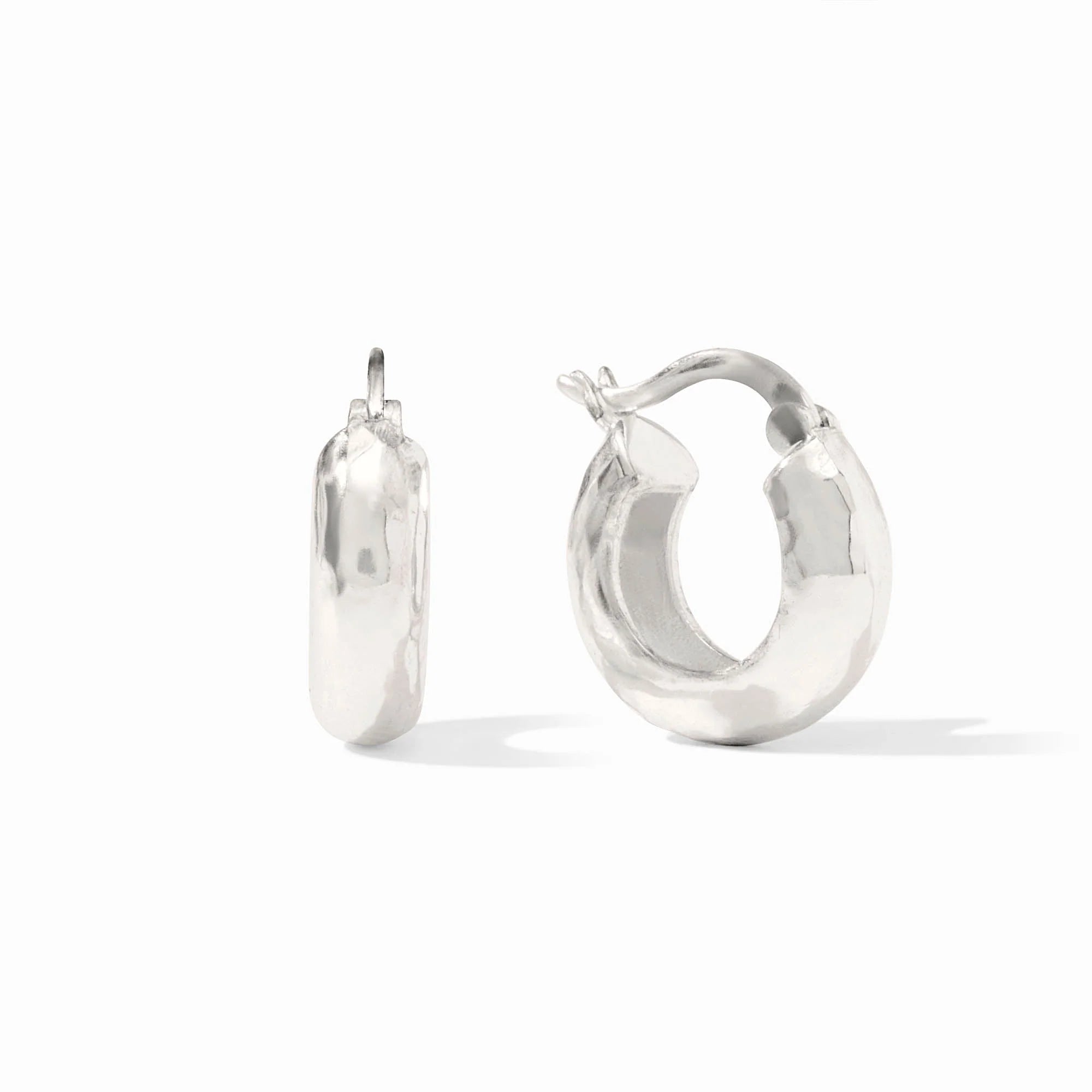 Silver hoop earrings on a white background