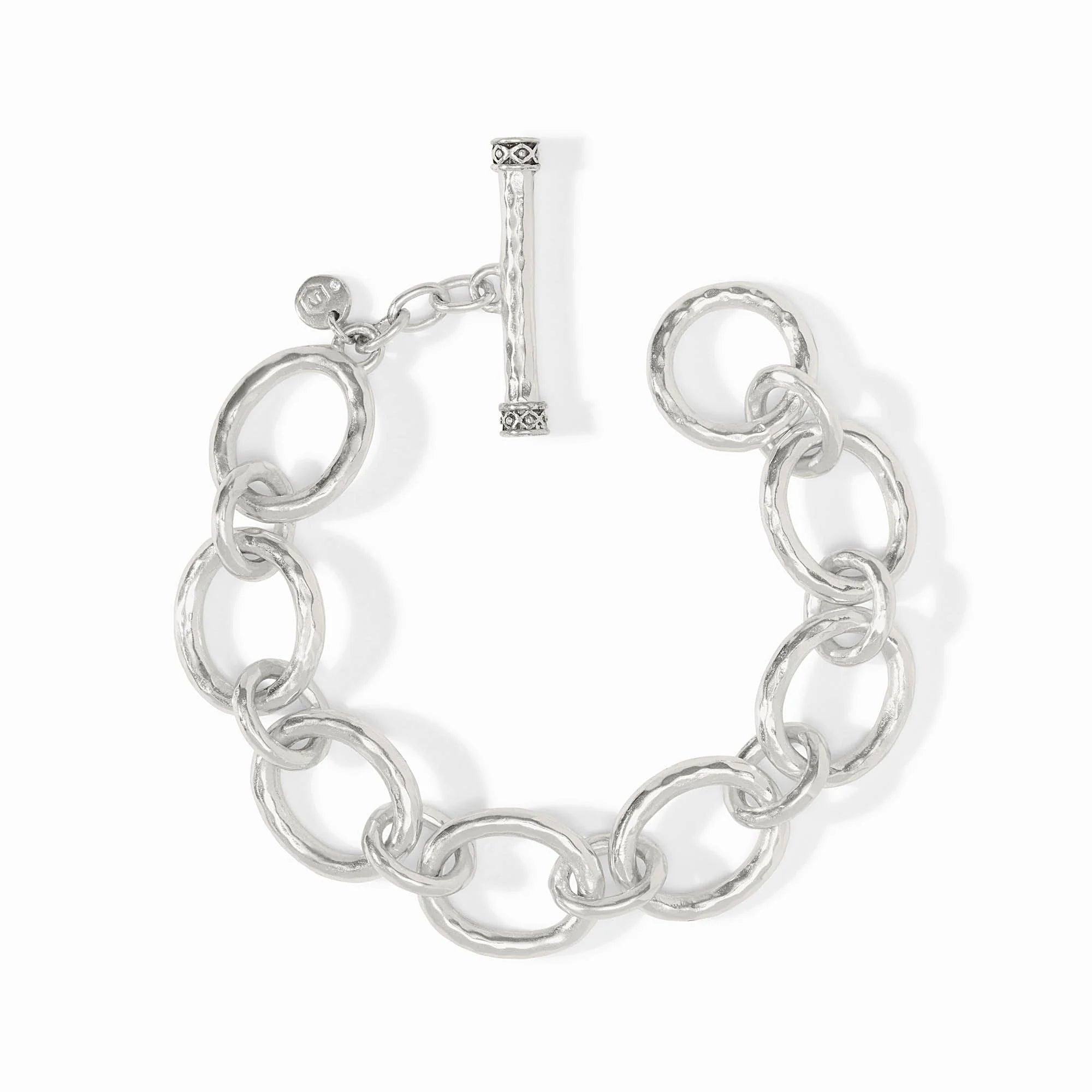 Silver chain bracelet on a white background