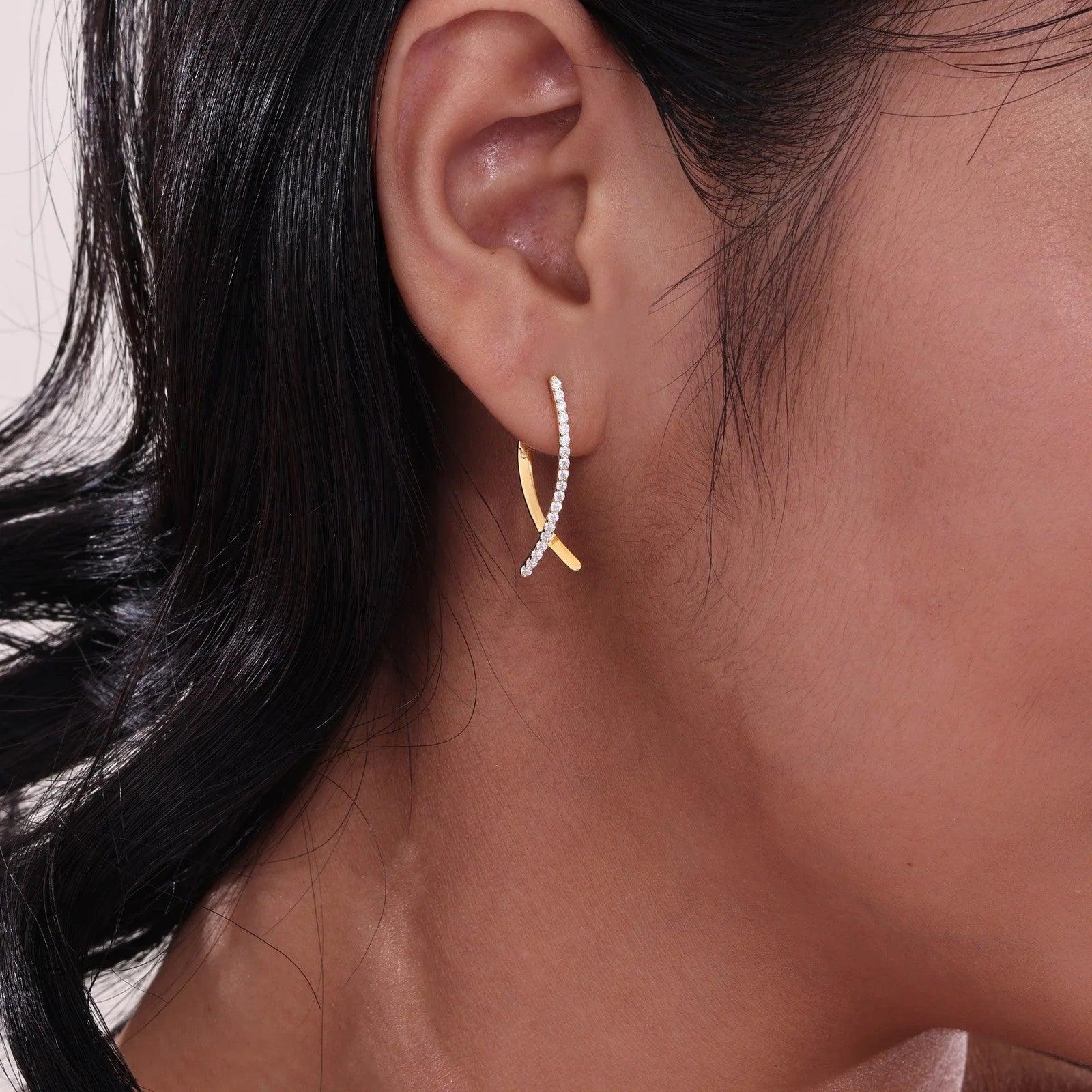 Crossover Oval Hoop Earrings