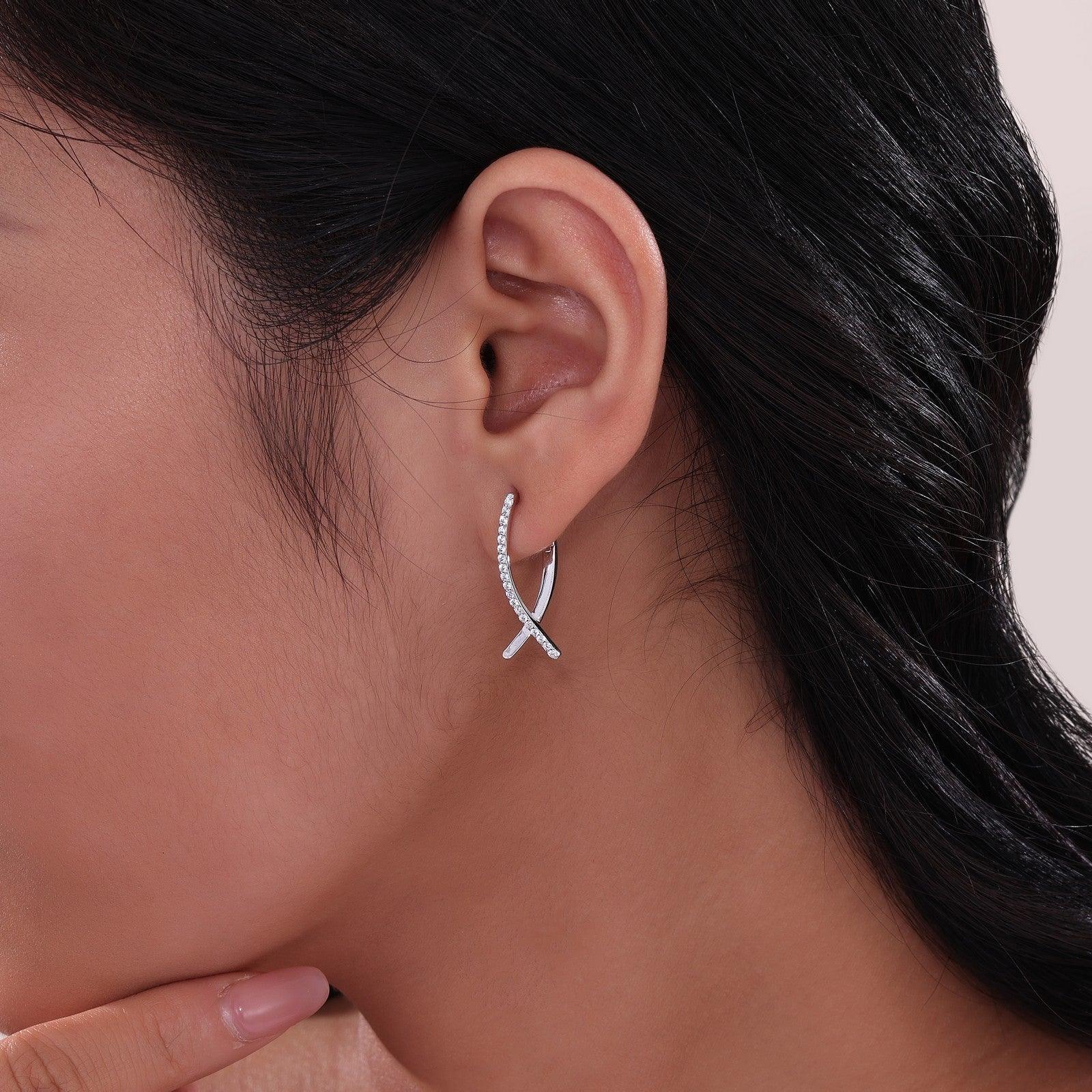 Crossover Oval Hoop Earrings