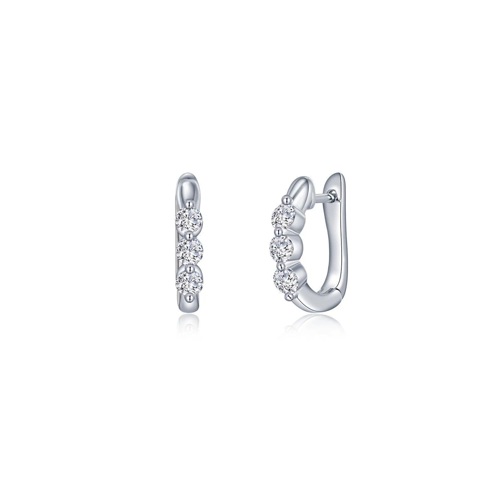 1.0 CTW Three Stone Huggie Earrings