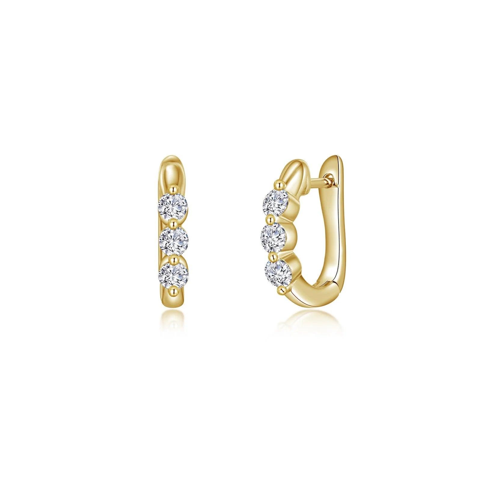 1.5 CTW Three Stone Huggie Earrings