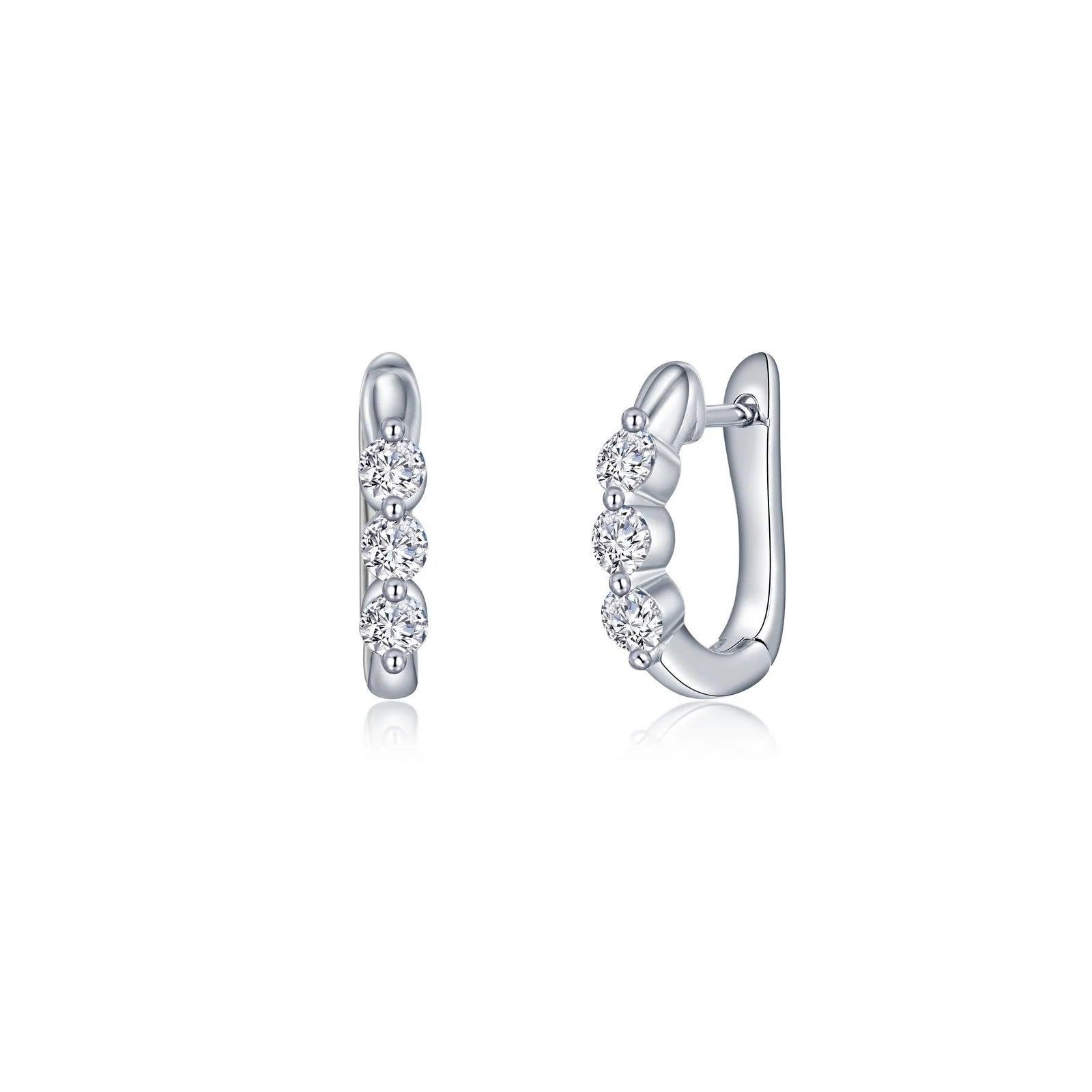 1.5 CTW Three Stone Huggie Earrings