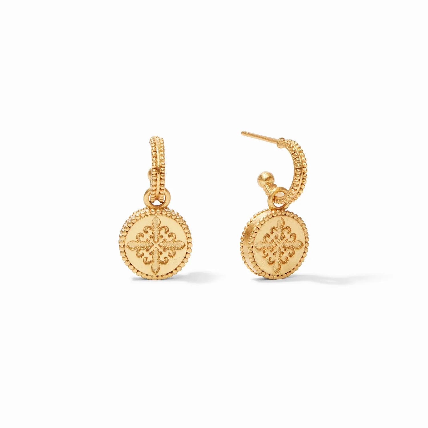 Fleur de Lis Hoop & Charm Earrings