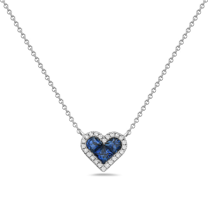 Sapphire Diamond Heart Necklace