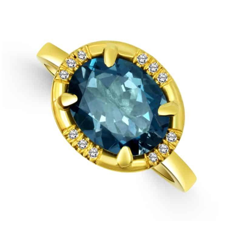 Blue Topaz Diamond Ring