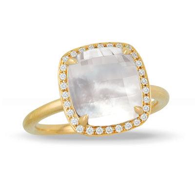 White Mother of Pearl Diamond Ring