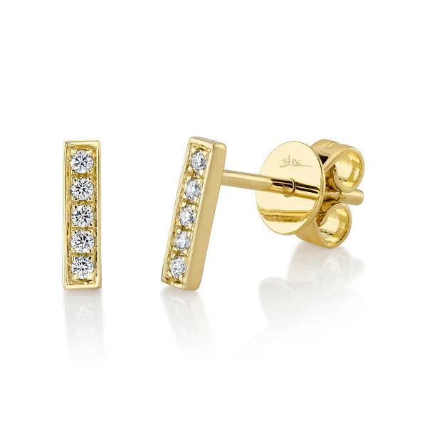 Diamond Bar Stud Earrings