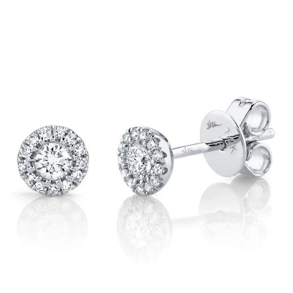 Diamond Halo Stud Earrings