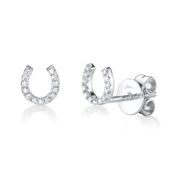 Diamond Horseshoe Stud Earrings