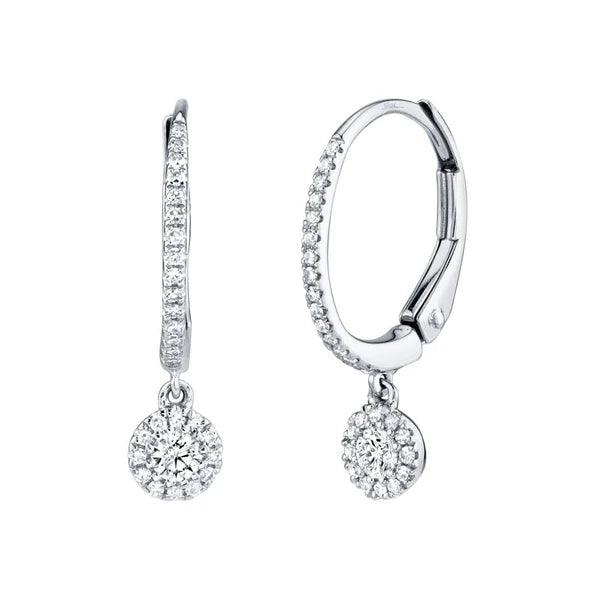 Diamond Drop Hoop Earrings