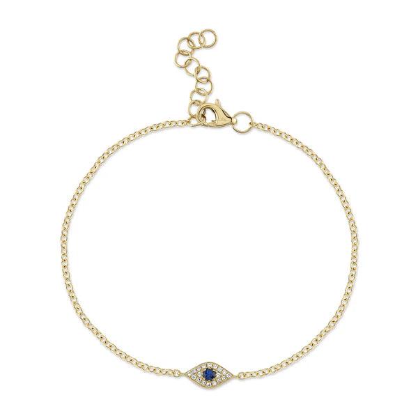 Diamond Blue Sapphire Eye Bracelet