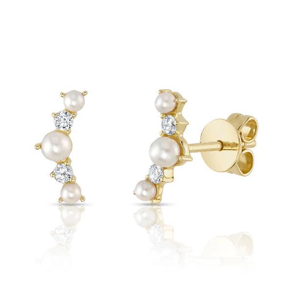 Diamond Pearl Stud Earrings