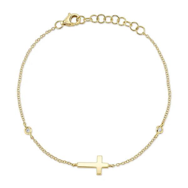 Diamond Bezel Cross Bracelet