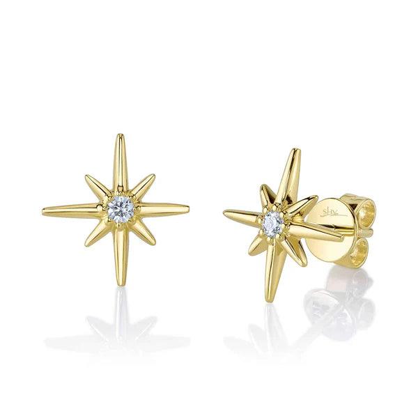 Diamond North Star Stud Earrings