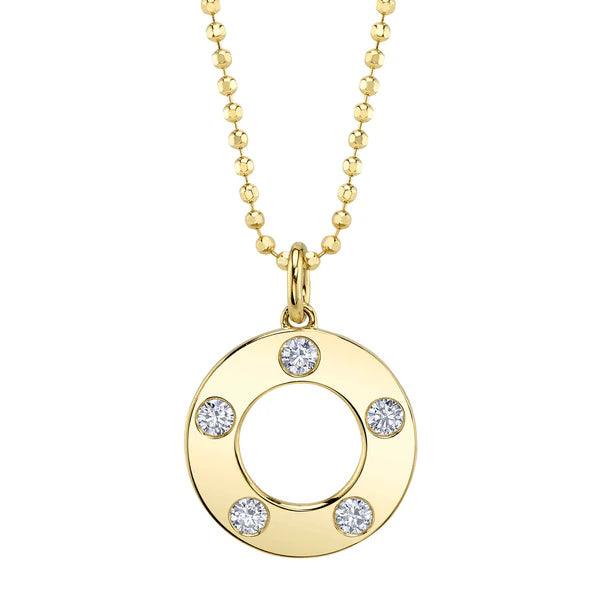 Diamond Circle Faceted Necklace