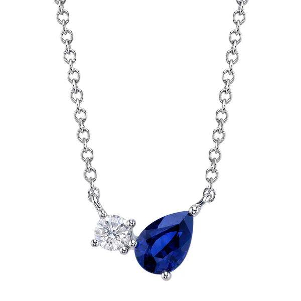 Diamond & Sapphire Pear Necklace