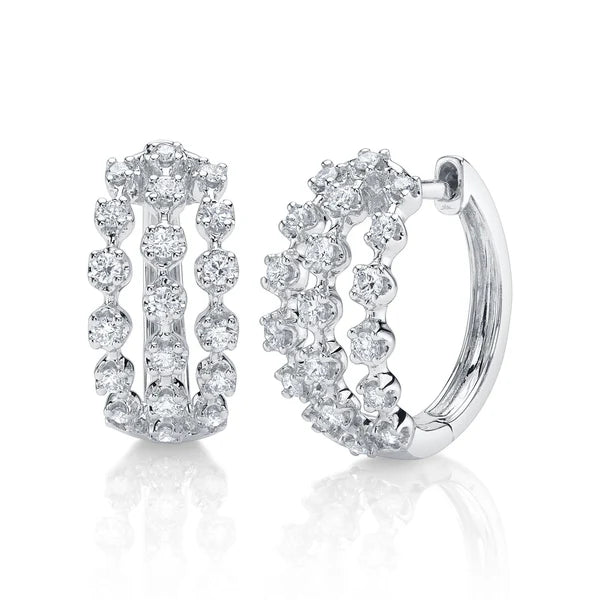 Diamond hoop earrings on a white background
