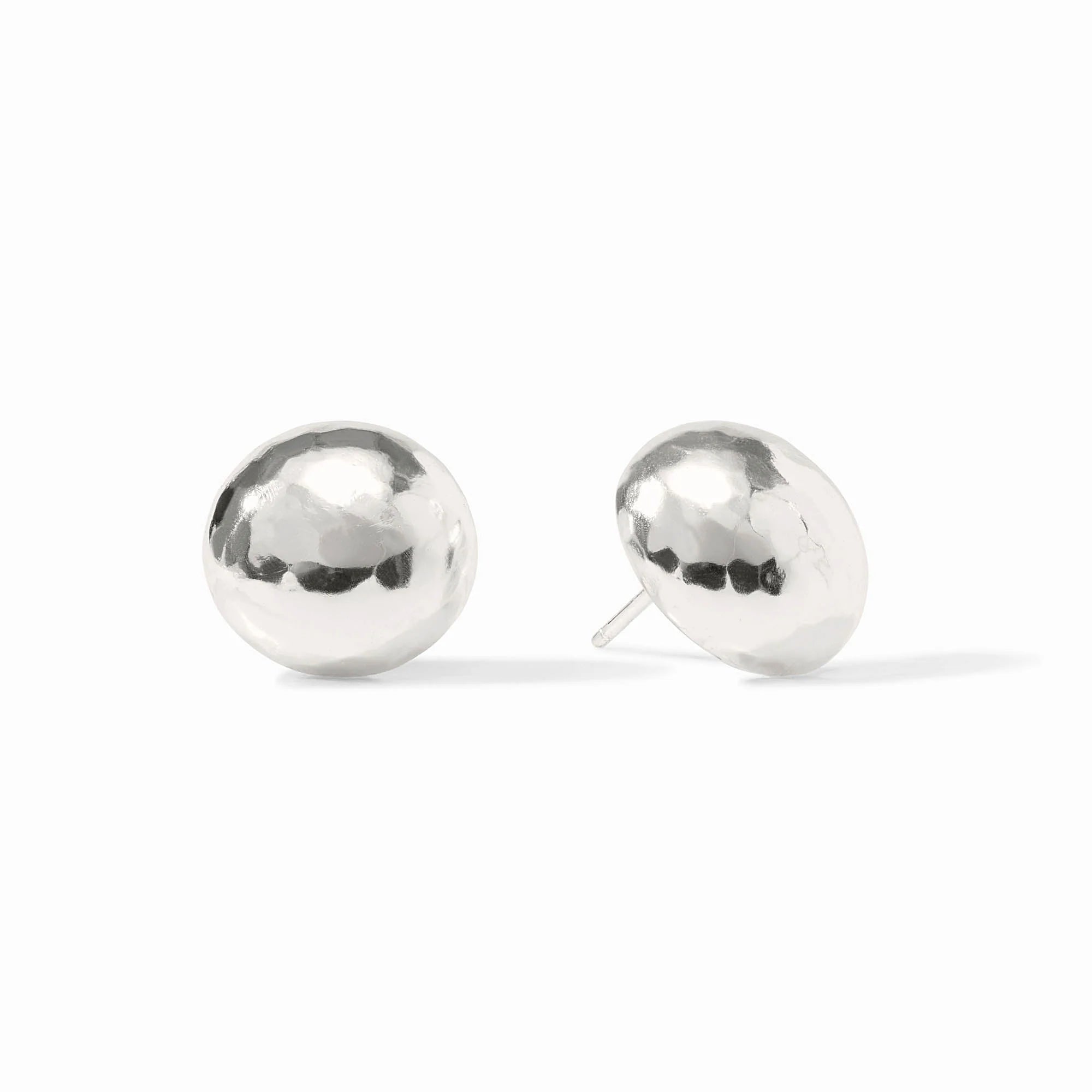 silver stud earrings on white background