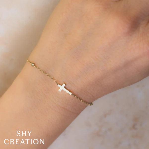 Diamond Bezel Cross Bracelet