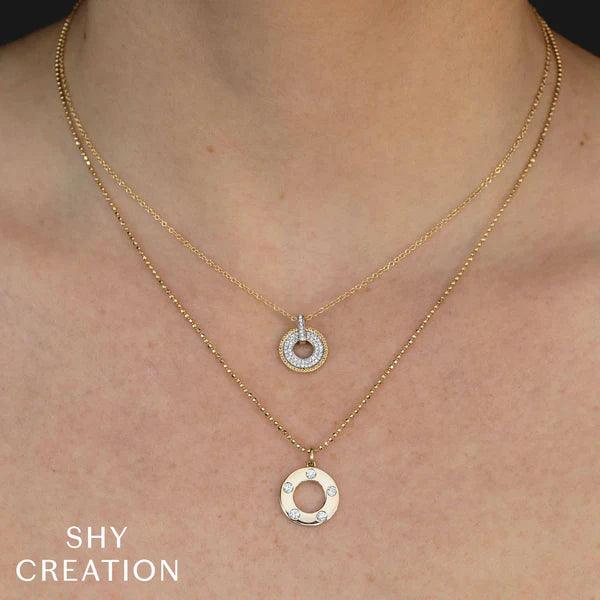 Diamond Circle Faceted Necklace