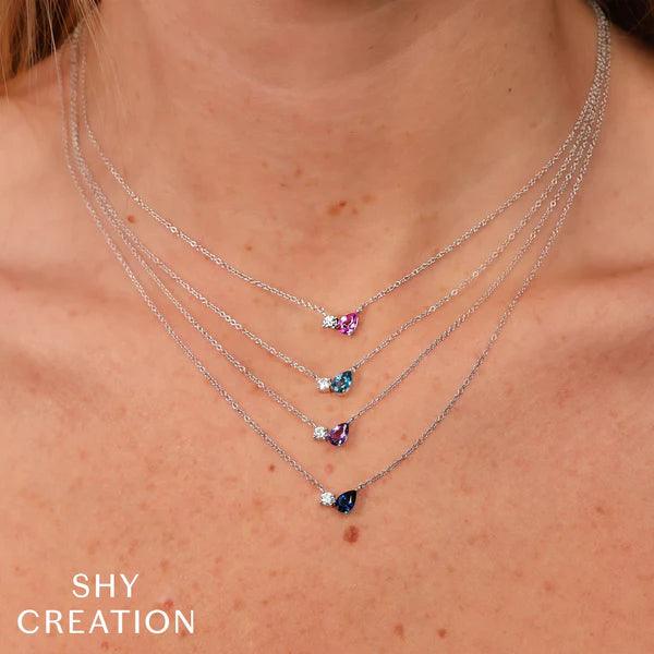 Diamond & Sapphire Pear Necklace