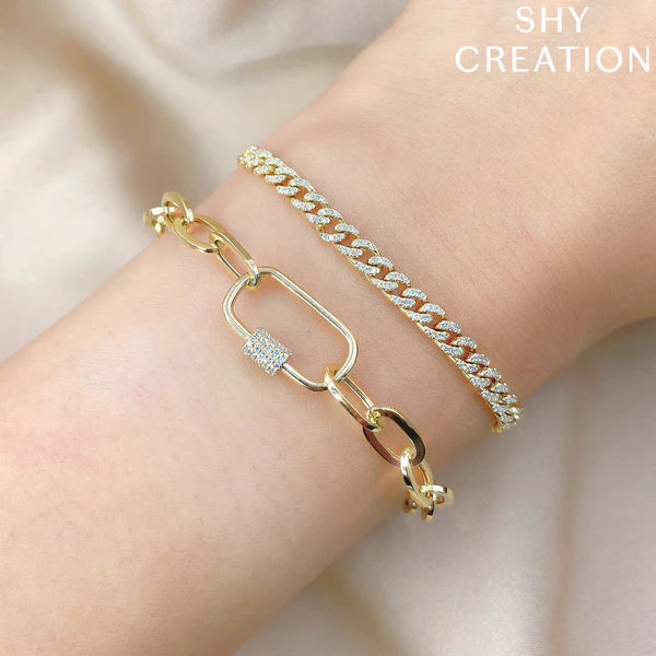 Paper Clip Diamond Bracelet