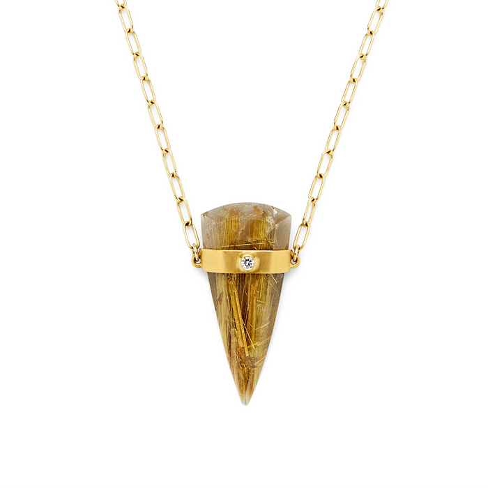 Pyramid Quartz Diamond Necklace