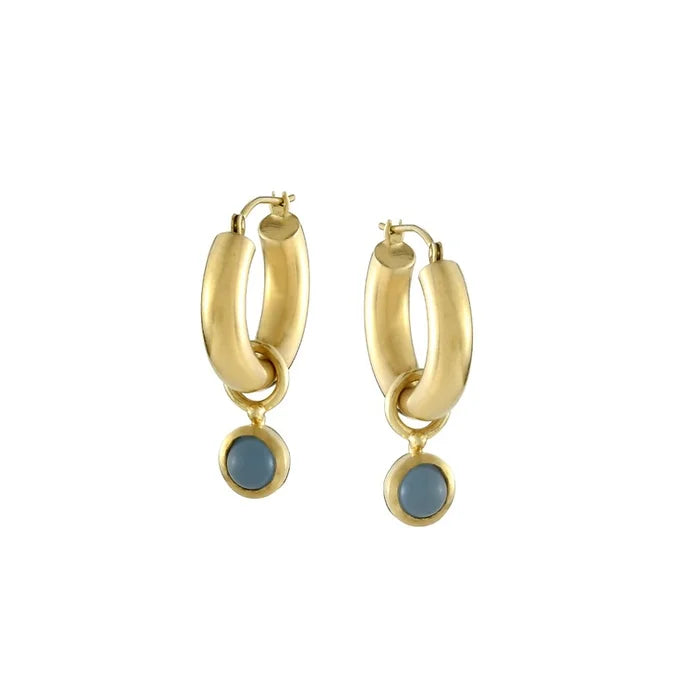 Aquamarine Drop Hoop Earrings