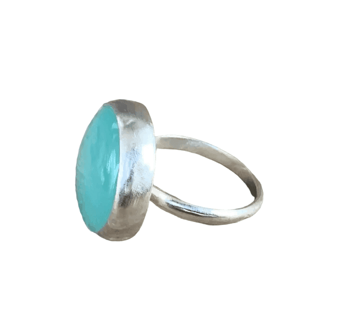Aqua Blue Chalcedony Sterling Silver Ring