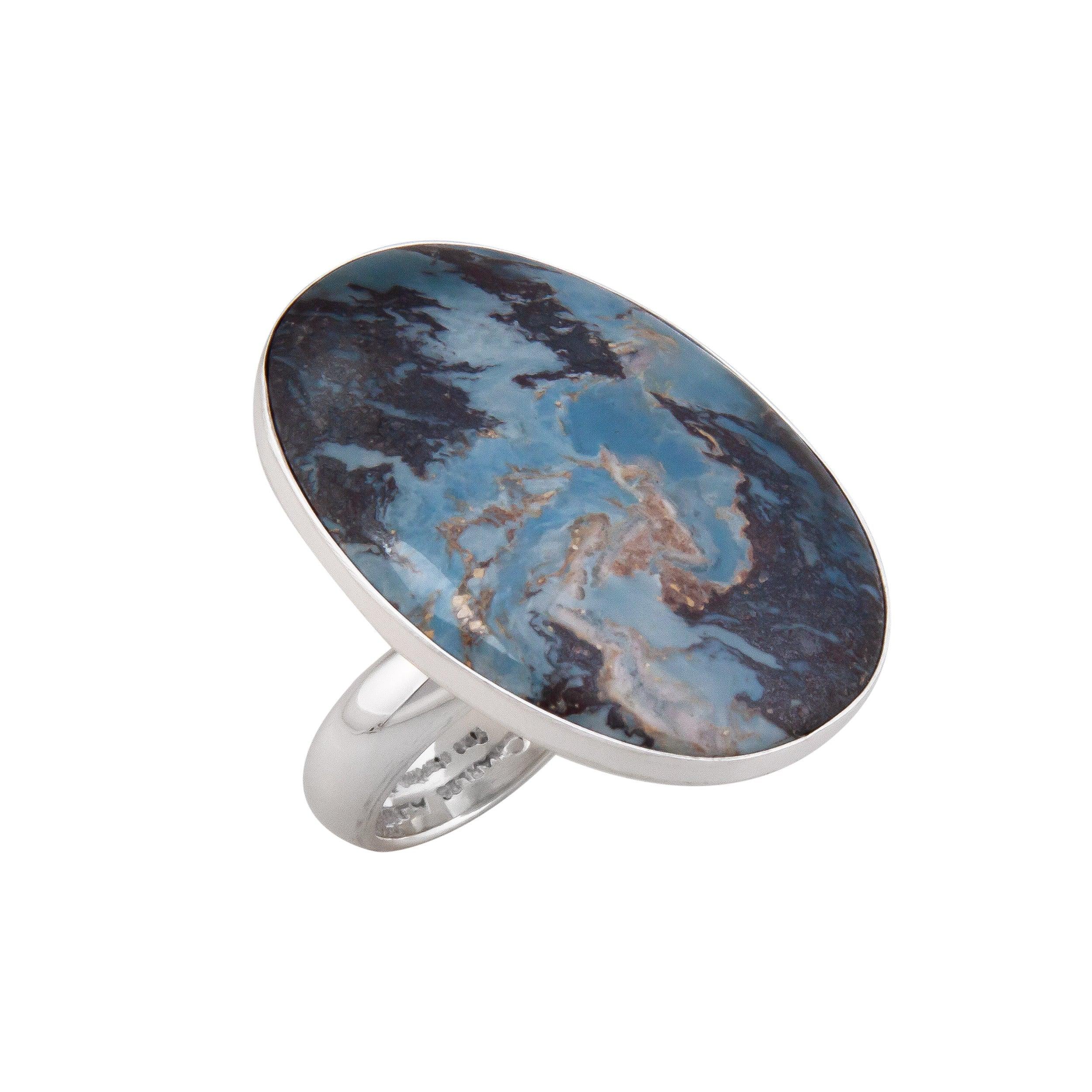 Aztec Lapis Sterling Silver Adjustable Ring