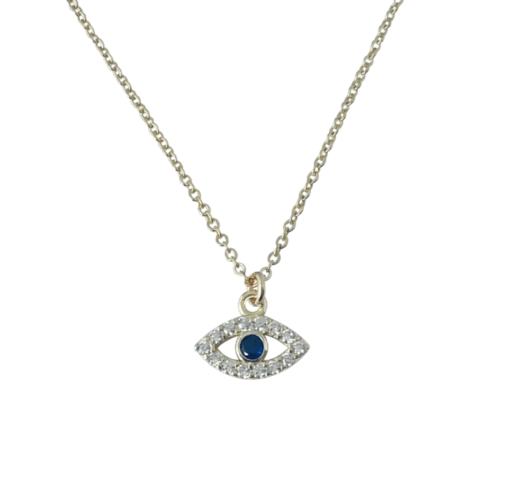 Baby Sapphire Evil Eye Necklace