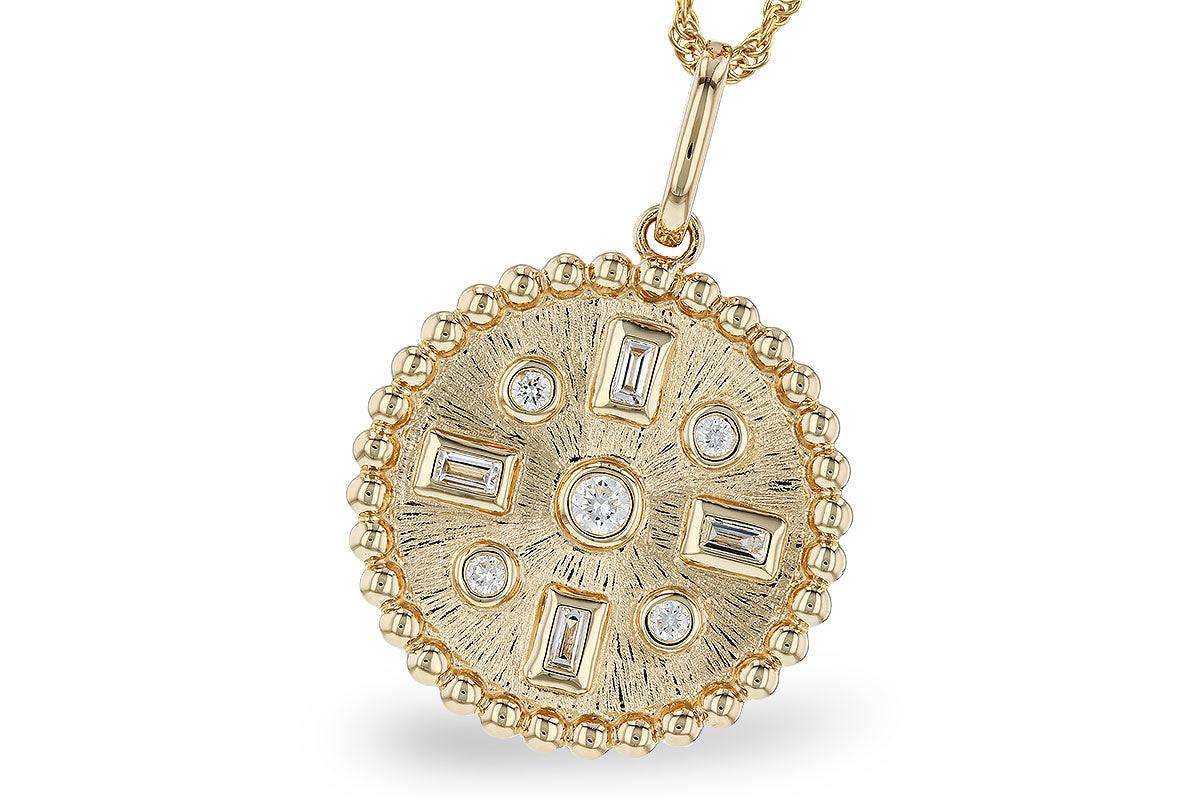 Baguette Diamond & 14KT Gold Circular Pendant