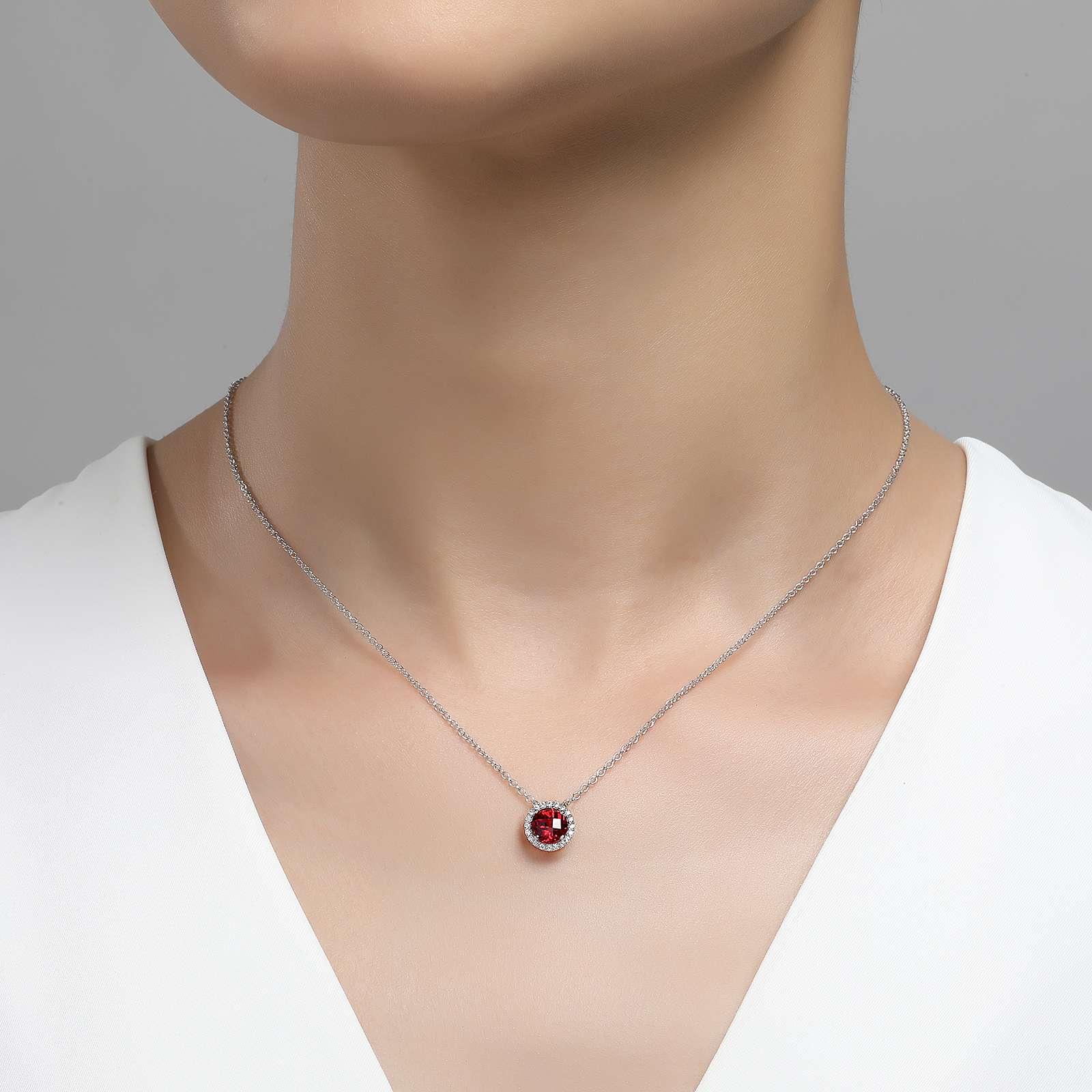 Garnet & Simulated Diamond Necklace