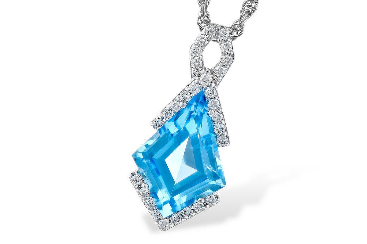 Blue Topaz & Diamond Drop Pendant Necklace